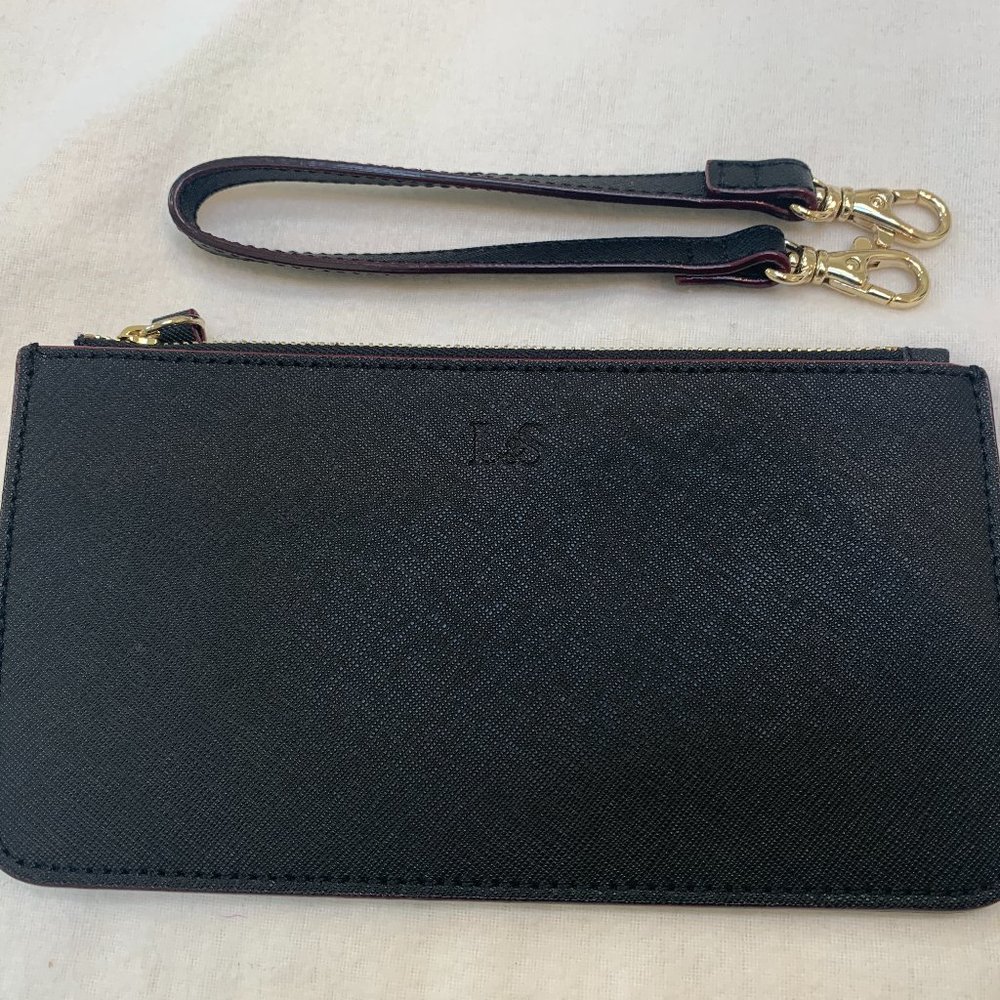 Lo & Sons Black Saffiano Leather Smartphone Wristlet Wallet